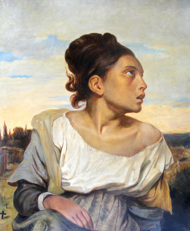 D'après Eugène Delacroix. Détail de la jeune orpheline (Musée du Louvre